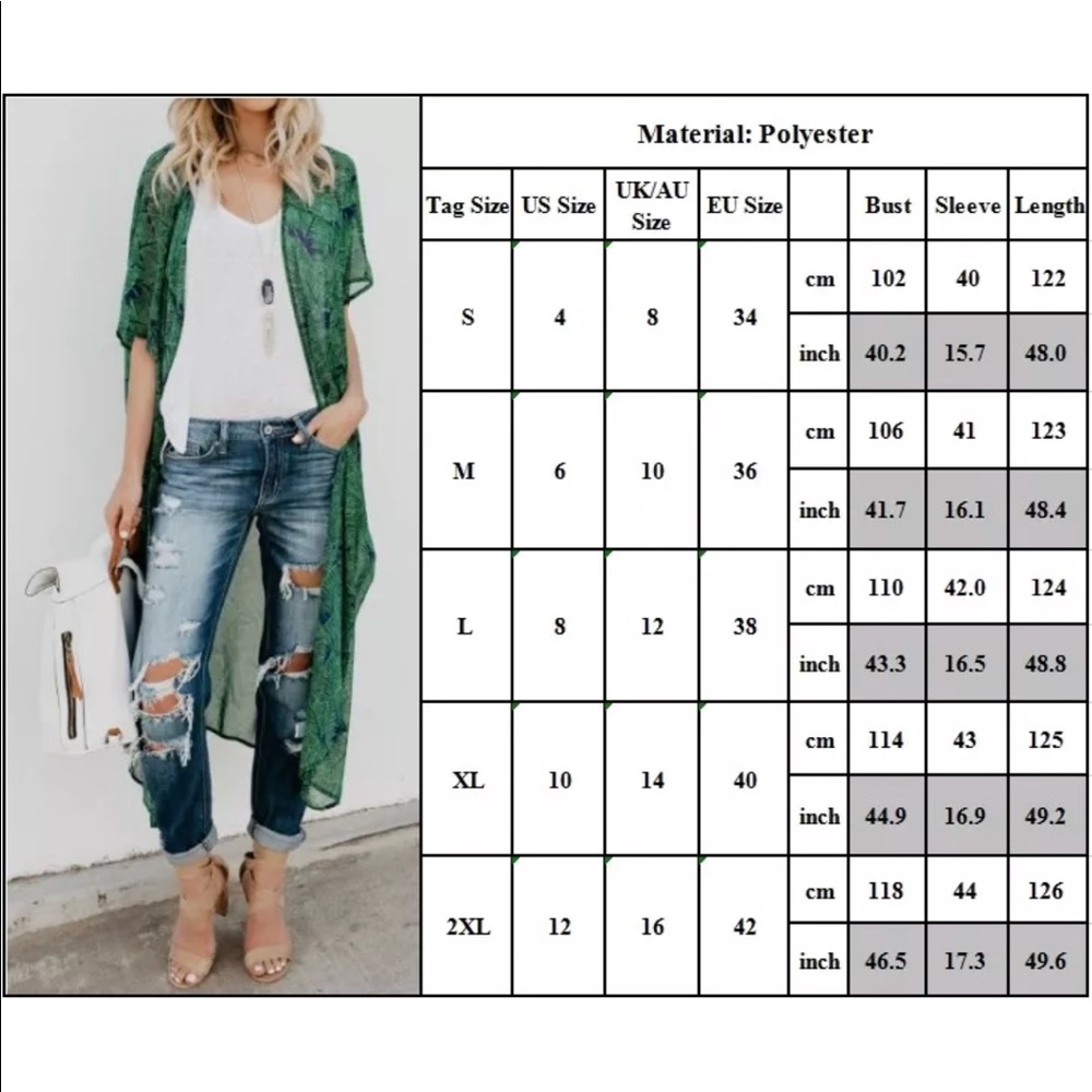 Kimono/Concert/Beach/Boho/Cover Up/Cardigan/Resort - Picture 2 of 8